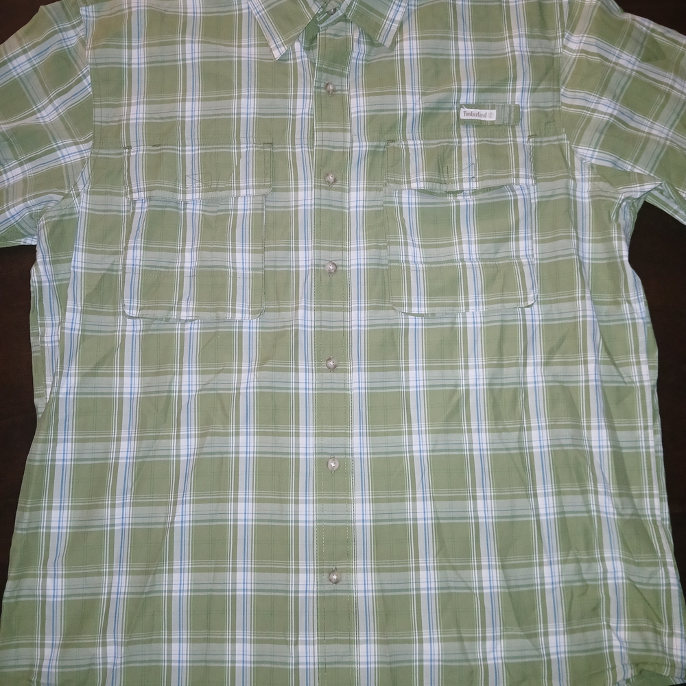 Timberland Men's Olive Plaid Button-Down Shirt